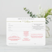 Certificaat van Echtheid Kaart (Staand voorkant)