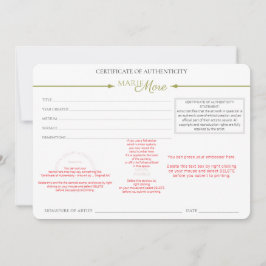 Certificaat van Echtheid Kaart