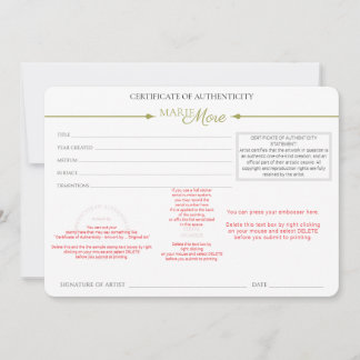 Certificaat van Echtheid Kaart
