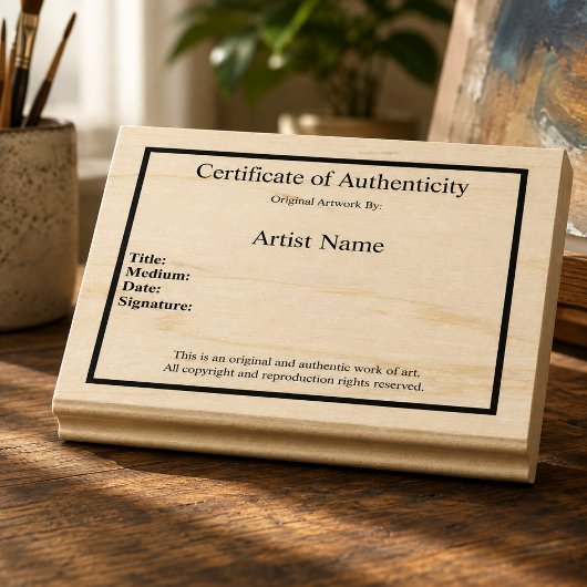 Certificaat van Echtheid Kunst Sjabloon Rubber Ste Rubberstempel