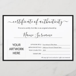 Certificaat van echtheid Kunstwerk door