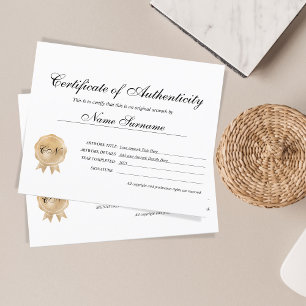 Certificaat van Echtheid Kunstwerk door