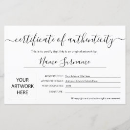 Certificaat van echtheid Kunstwerk door