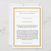 Certificaat van echtheid met Artist Statement Bedankkaart (Voorkant)