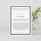 Certificaat van echtheid met Artist Statement Bedankkaart (Staand voorkant)