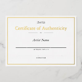 Certificaat van echtheid voor gepersonaliseerde go folie uitnodiging