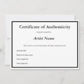 certificaat van echtheid voor kunst bedankkaart (Voorkant)