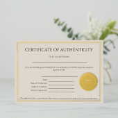 Certificaat van Echtheid voor Kunstenaars Folie Uitnodiging (Staand Voorkant)
