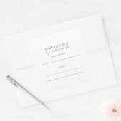 Certificaat van echtheid voor kunstwerken vierkante sticker (Envelop)