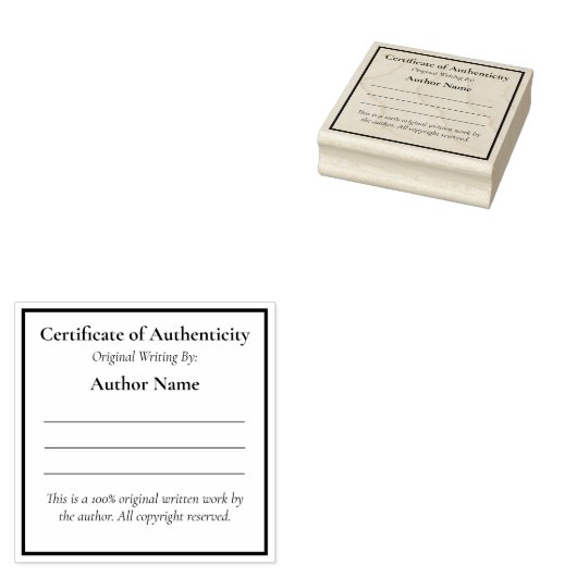 Certificaat van echtheid voor schrijvers rubberstempel (Gestempeld)