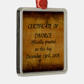 Certificaat van Echtscheiding Custom Metalen Ornament (Rechts)