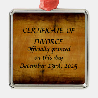 Certificaat van Echtscheiding Custom Metalen Ornament