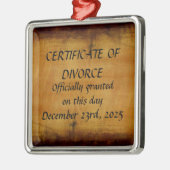 Certificaat van Echtscheiding Custom Metalen Ornament (Links)