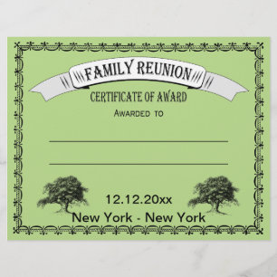 Certificaat van erkenning voor familiebijeenkomst  flyer