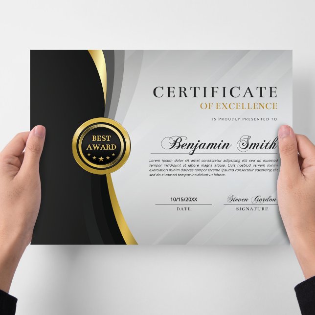 Certificaat van Excellentie Black & Gold Award (Creator heeft geüpload)