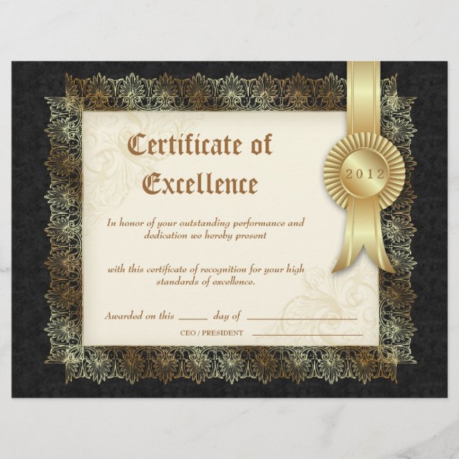 Certificaat van excellentie Diploma Black Cream (Voorkant)