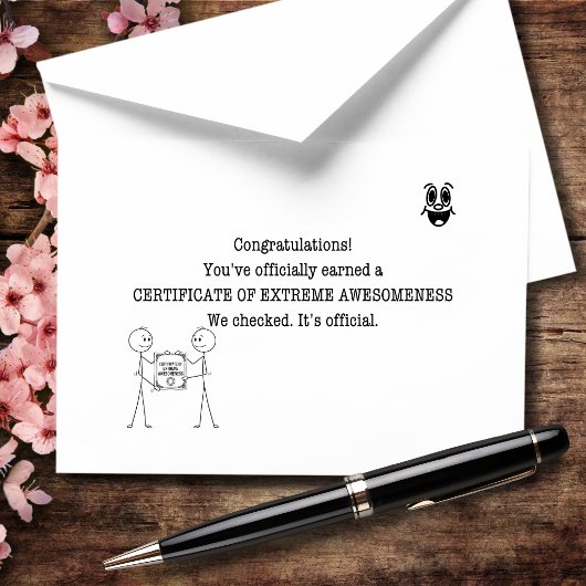 Certificaat van Extreme Geweldigheid Bedankkaart