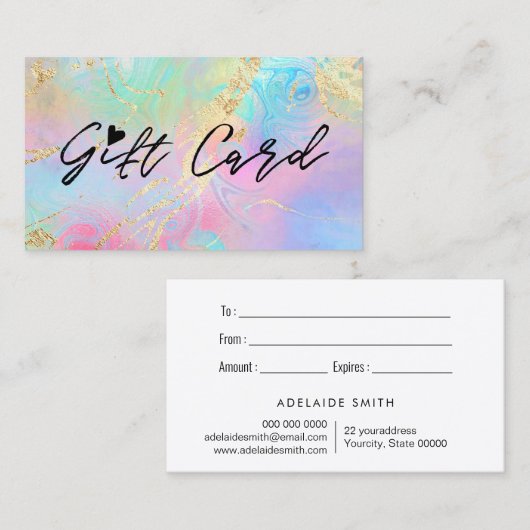 certificaat van geschenkvloeistof (Voorkant / Achterkant)