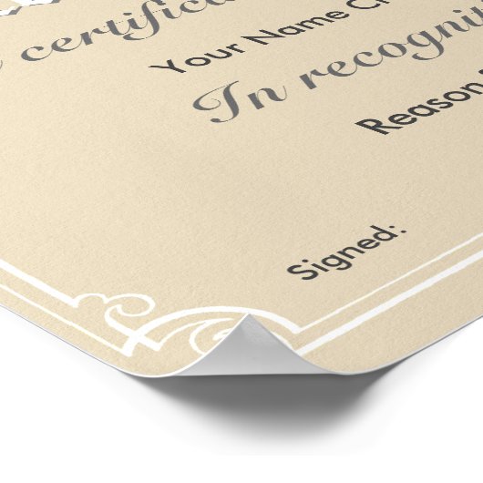 Certificaat van gunning door behalen poster (Hoek)