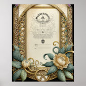 CERTIFICAAT VAN HANDFASTING BLOEMEN CELTISCHE WICC POSTER (Voorkant)