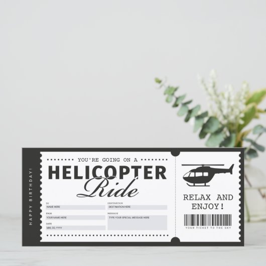 Certificaat van helikopter Ride Ticket Gift Vouche (Staand voorkant)