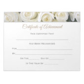 Certificaat van het Roos van de prestatie Notitieblok (Voorkant)