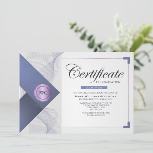 Certificaat van inschrijving in het Afstuderen Kaart (Staand voorkant)