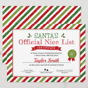 Certificaat van Nice voor de kerstman Kaart