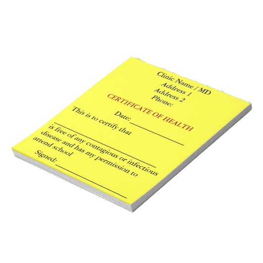 Certificaat van Notitieblok van de gezondheid (Can (Linkerzijde)