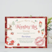 Certificaat van officiële Naughty List voor de ker Kaart (Staand voorkant)