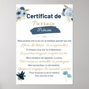 certificaat van Parrain Poster