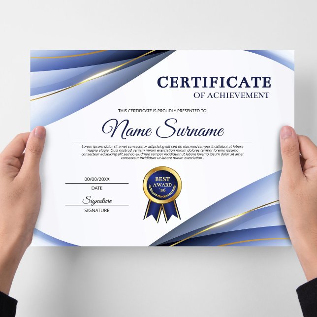 Certificaat van Prestatie Blue & Gold Award (Creator heeft geüpload)