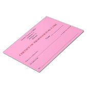 Certificaat van Professional Care Notitieblok (Roz (Schuin)