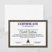Certificaat van professionele uitvoerende prestati (Voorkant / Achterkant)