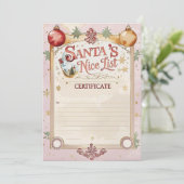 Certificaat van Santa's Nice List | Pastelroze & G Kaart (Staand voorkant)