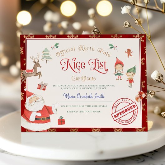 Certificaat van Sinterklaas' Goede Lijst Kaart