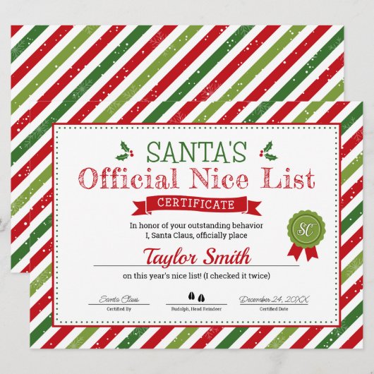Certificaat van Sinterklaas goede lijst Kaart (Voorkant / Achterkant)