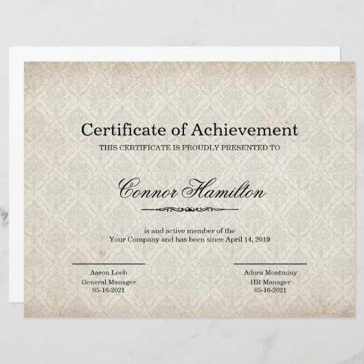 Certificaat van Sjabloon van waarmerking (Voorkant / Achterkant)