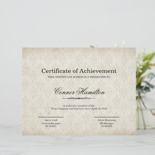 Certificaat van Sjabloon van waarmerking (Staand voorkant)