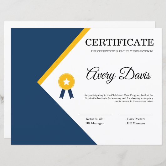 Certificaat van Sjabloon van waarmerking (Voorkant / Achterkant)