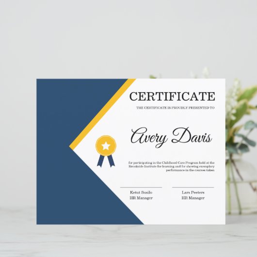 Certificaat van Sjabloon van waarmerking (Staand voorkant)