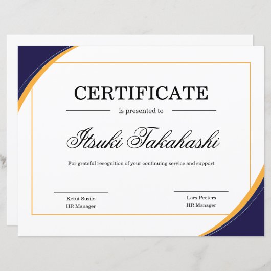 Certificaat van Sjabloon van waarmerking (Voorkant / Achterkant)