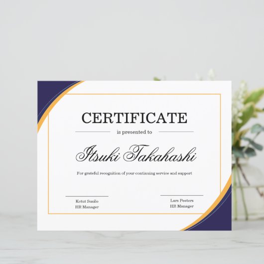 Certificaat van Sjabloon van waarmerking (Staand voorkant)