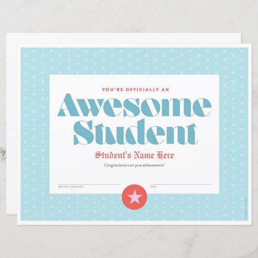 Certificaat van uitmuntendheid (Voorkant / Achterkant)