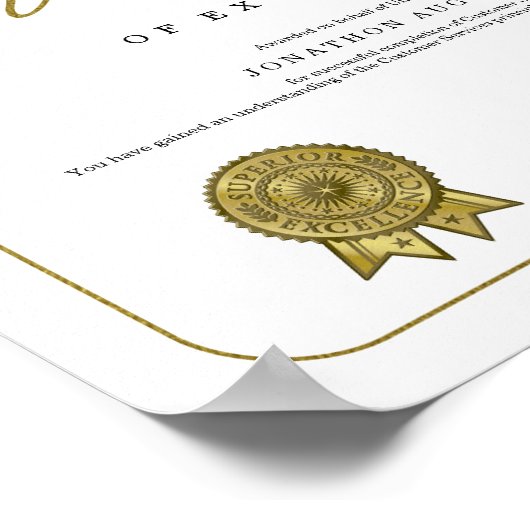 Certificaat van uitmuntendheid erkenning van waard poster (Hoek)