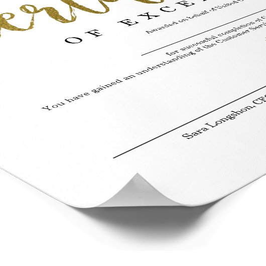 Certificaat van uitmuntendheid erkenning van waard poster (Hoek)