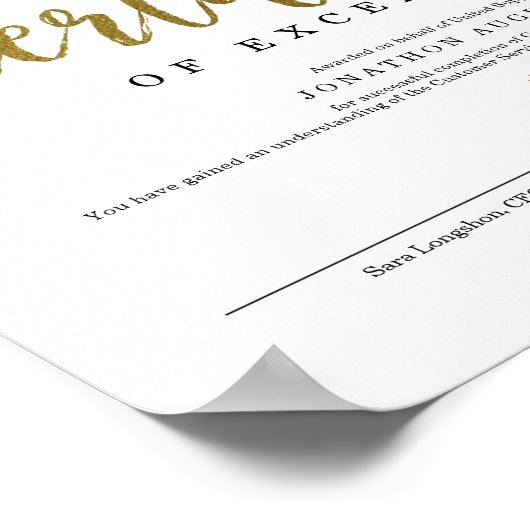 Certificaat van uitmuntendheid erkenning van waard poster (Hoek)