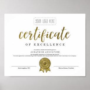 Certificaat van uitmuntendheid erkenning van waard poster