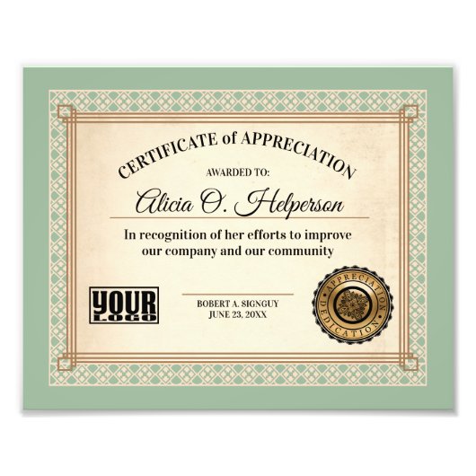 certificaat van uitmuntendheid erkenning werknemer foto afdruk (Voorkant)