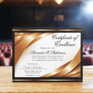 Certificaat van uitmuntendheid Gouden zwarte linte